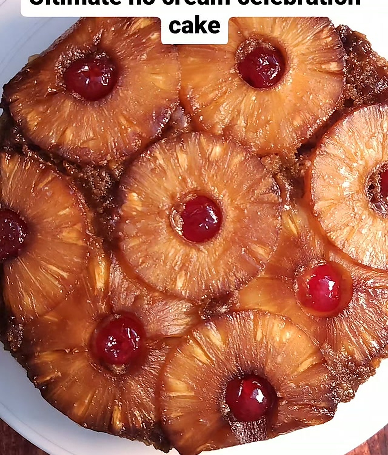 Pineapple upside down cake with cherries