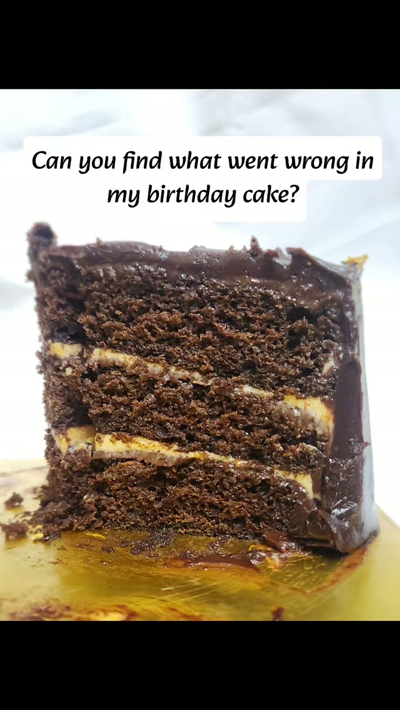 Slice of layered London chocolate cake